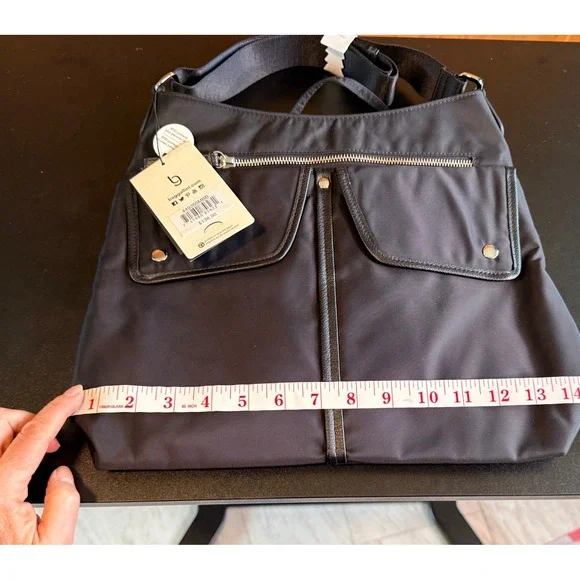 baggallini Hillcrest Hobo Crossbody Bag Black Nylon Removable RFID Wristlet - Picture 11 of 13